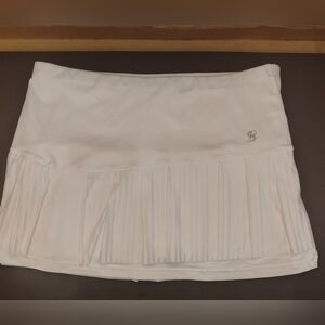 Sofibella Women's White Pleated Skort Skirt, with Dropped Waist Size Large EUC
